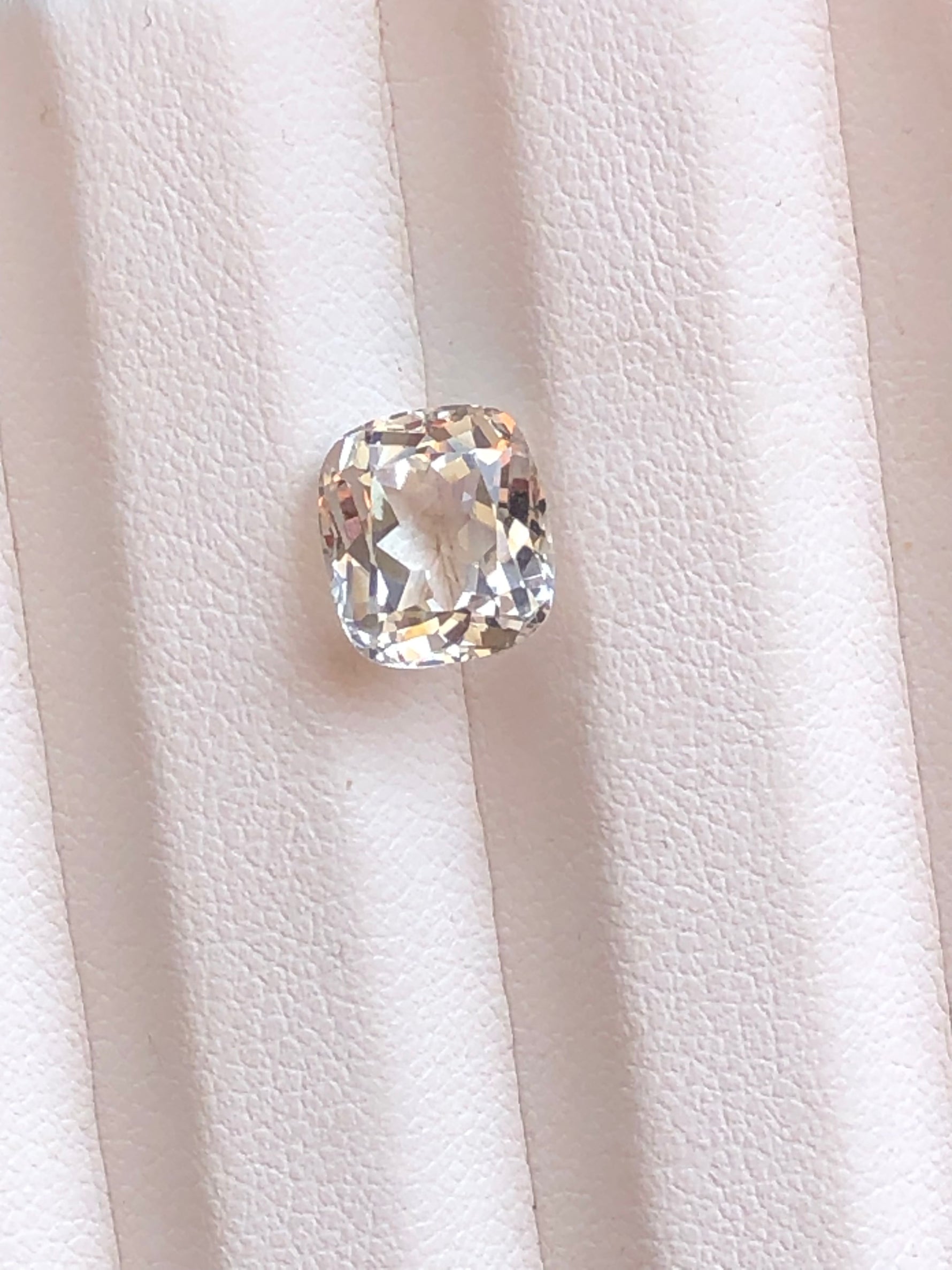 Cushion cut goshenite gemstone