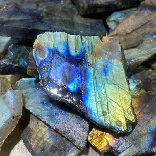 500 grams Rough Labradorite Slices | Raw Labradorite Slabs