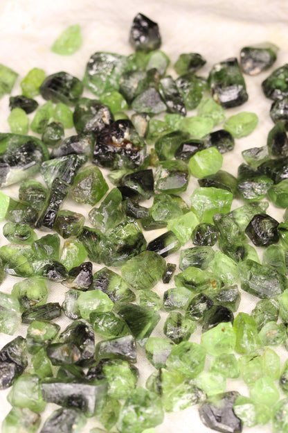 100 grams / 500 carats Natural Raw Peridots with Ludwigite Inclusions