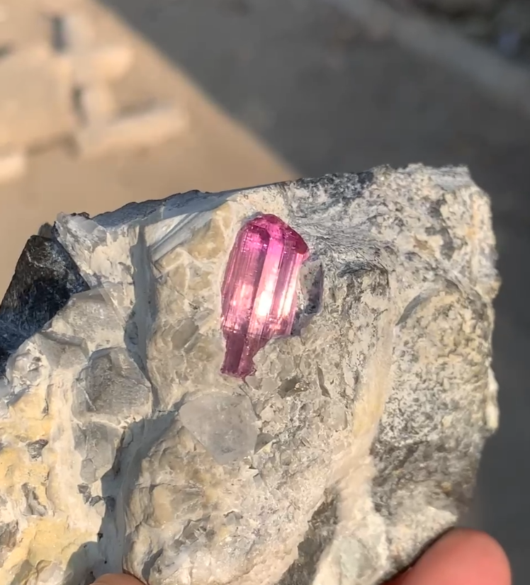 320 Grams Rare Pink Topaz Specimen on Metrix, Katlang Pakistan