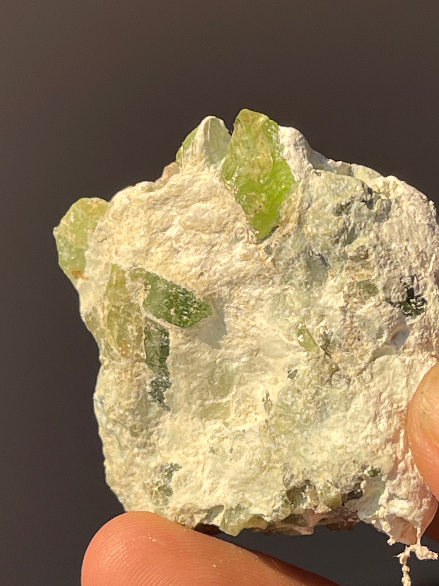 39 gram Peridot Crystal on feldspar from Mansehra Pakistan