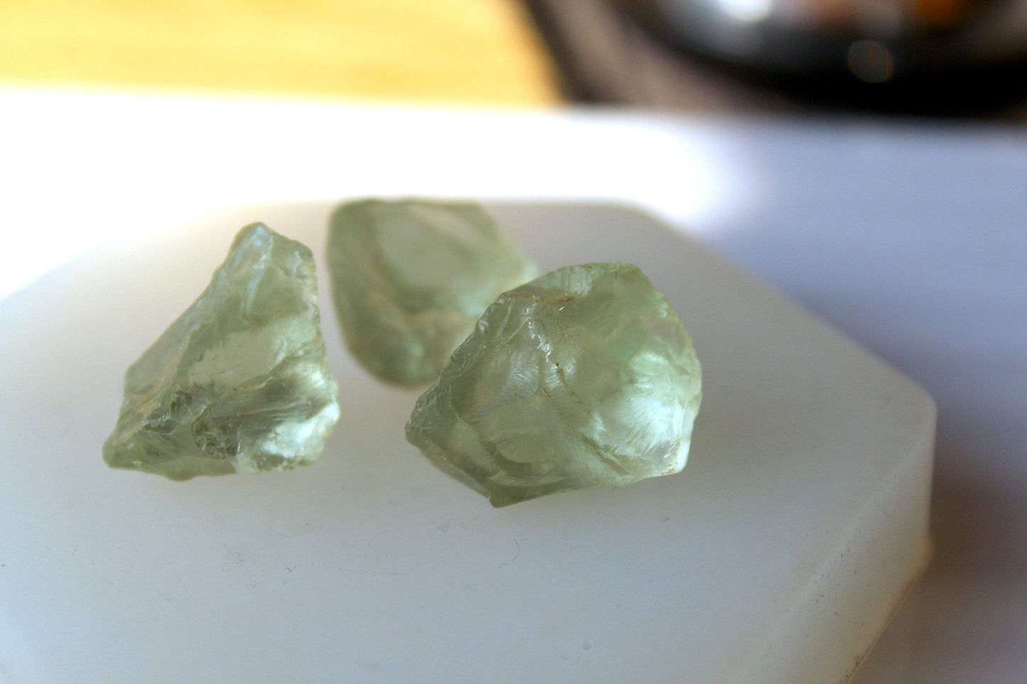 3 Pieces rough green amethyst for faceting