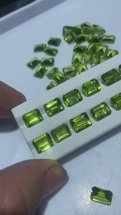 Emerald Cut Faceted peridot gemstone