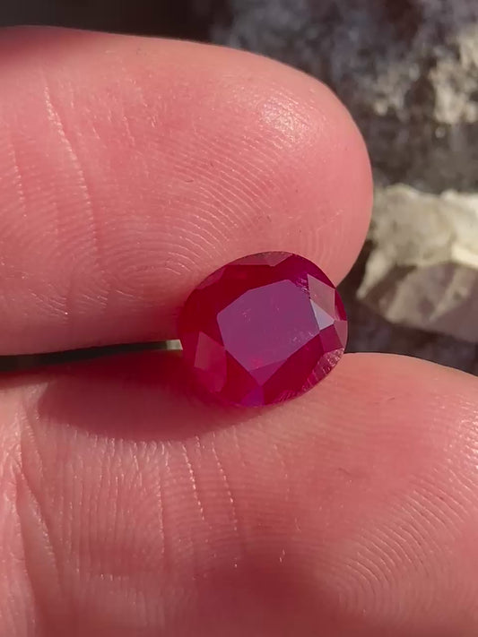 3.65 carats Natural Kashmir Red Ruby - Octagonal Shape