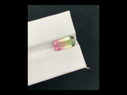 2.7 carats Emerald Cut Natural Bi color Tourmaline - Green Pink