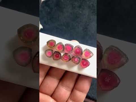 50 carats Watermelon Tourmaline Slices | Green Tourmaline | Pink Tourmaline