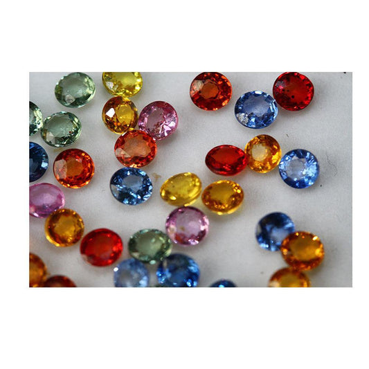 4mm Round Brilliant Rainbow Sapphires.