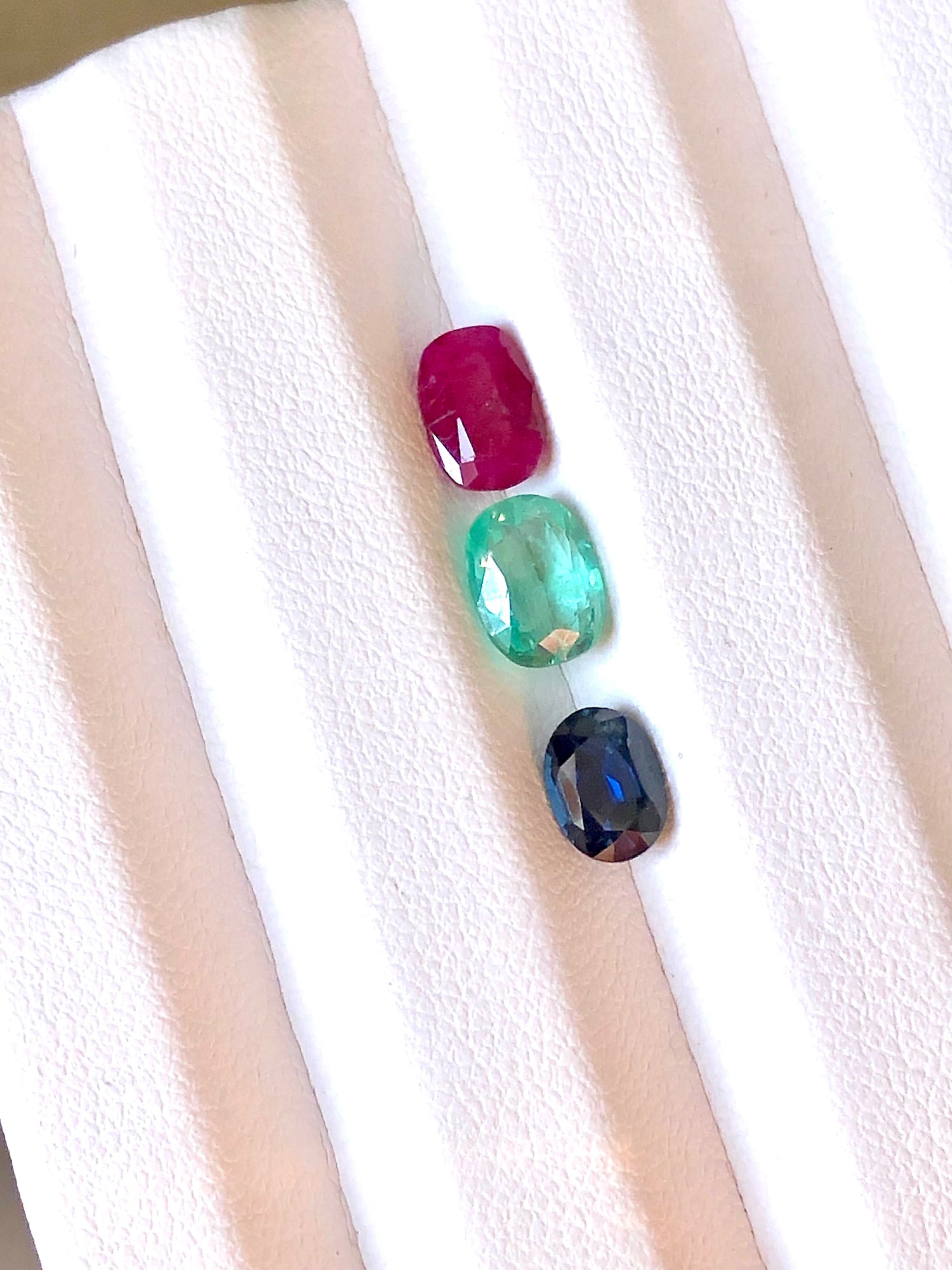 3 Pieces Oval Cut Gemstone Set: Emerald, Ruby & Sapphire