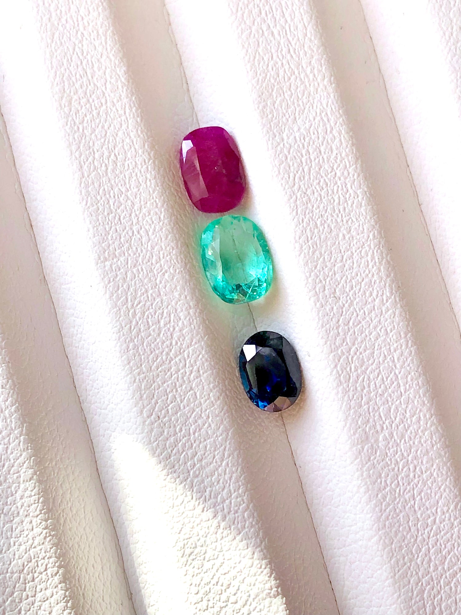 3 Pieces Oval Cut Gemstone Set: Emerald, Ruby & Sapphire