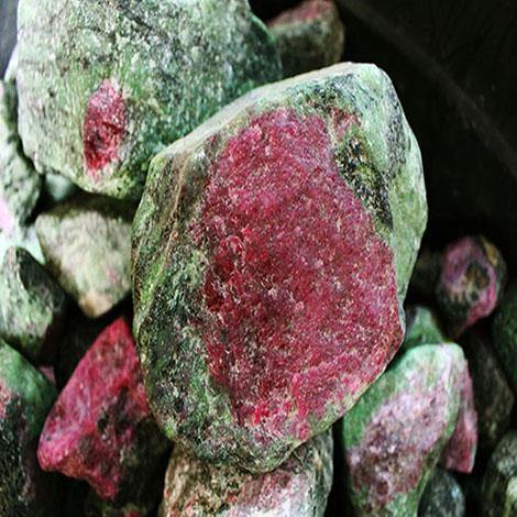 natural rough ruby on zoisite