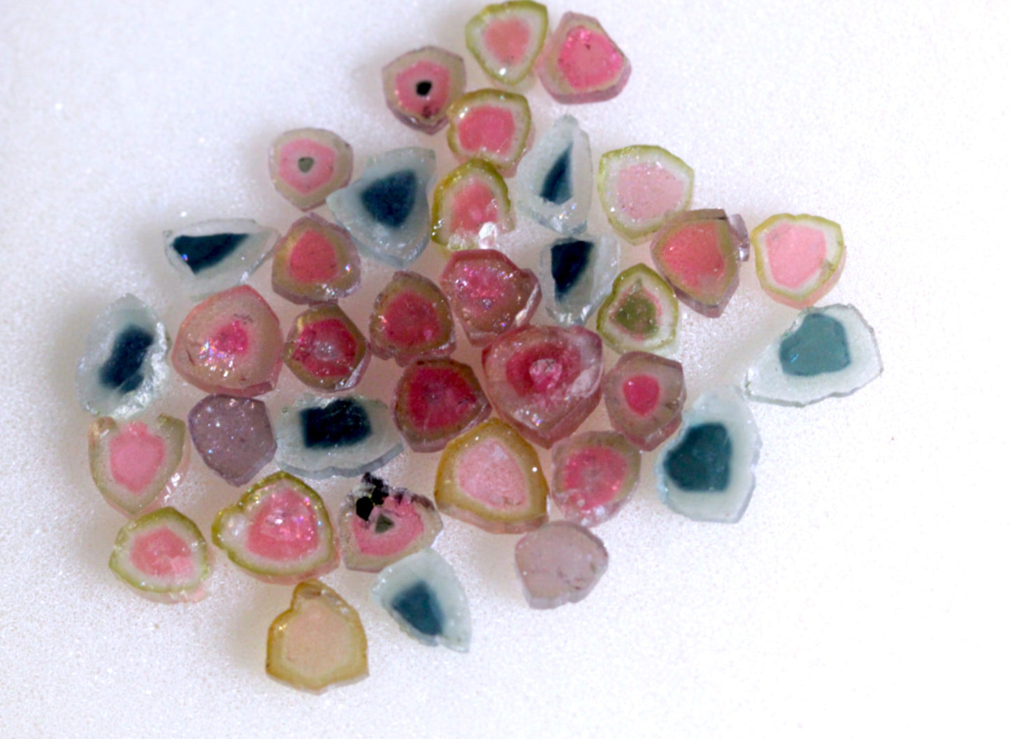 watermelon tourmaline slices pairs