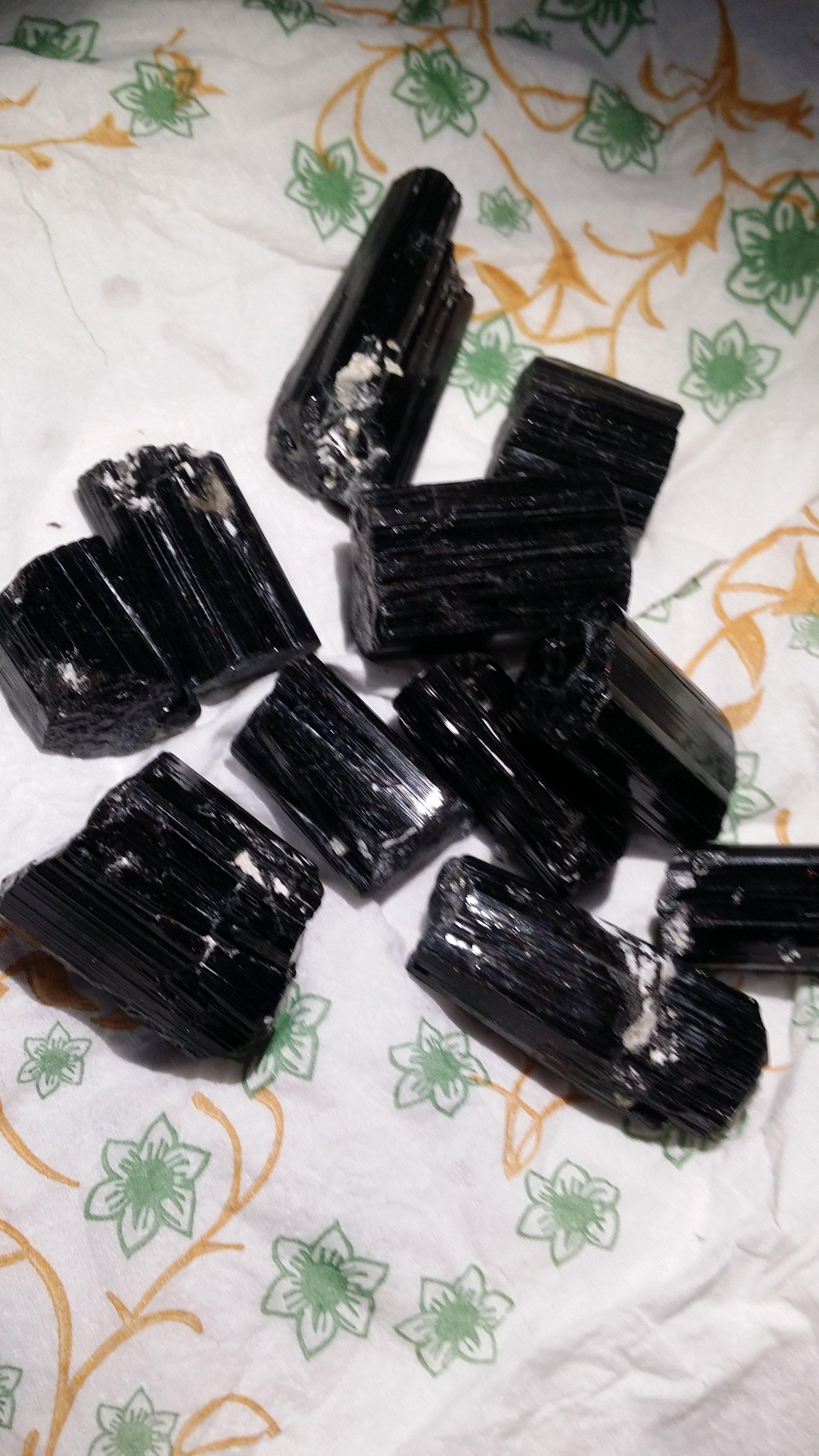 Natural black tourmaline rough gemstones sale online