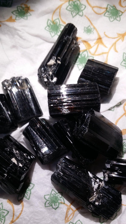 Natural black rough tourmaline gemstones for sale