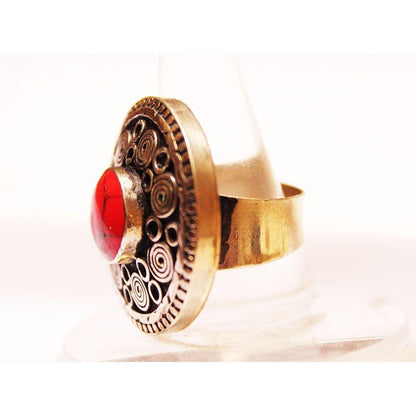 Afghan Antique Kuchi Ring made of Coral