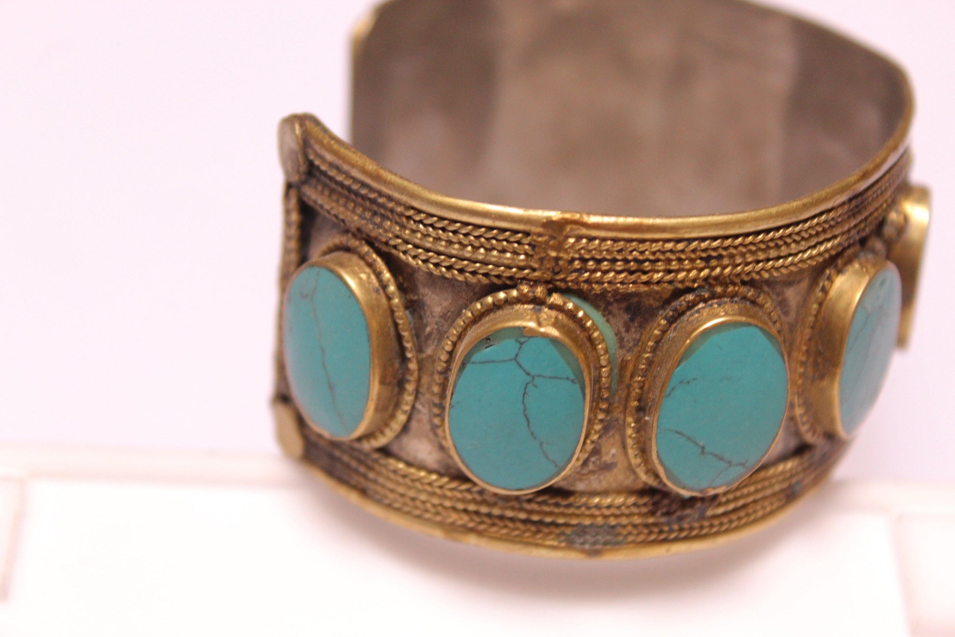 Afghan Antique Kuchi Bracelet Turquoise Cuff