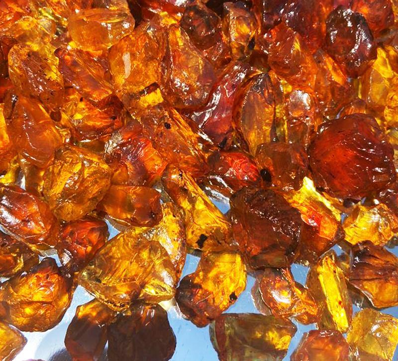 Natural rough amber gemstones