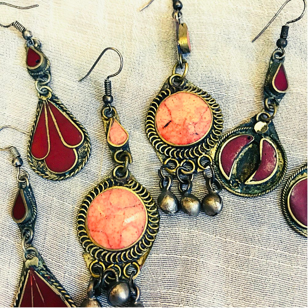 5 Different style antique kuchi gypsy earrings
