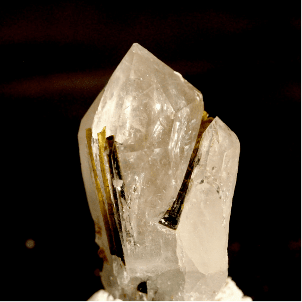 Green Staknala Tourmaline crystal on Quartz