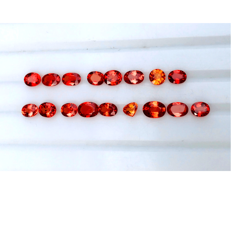 10ct Orangish Red sapphires 17 pieces - Folkmarketgems