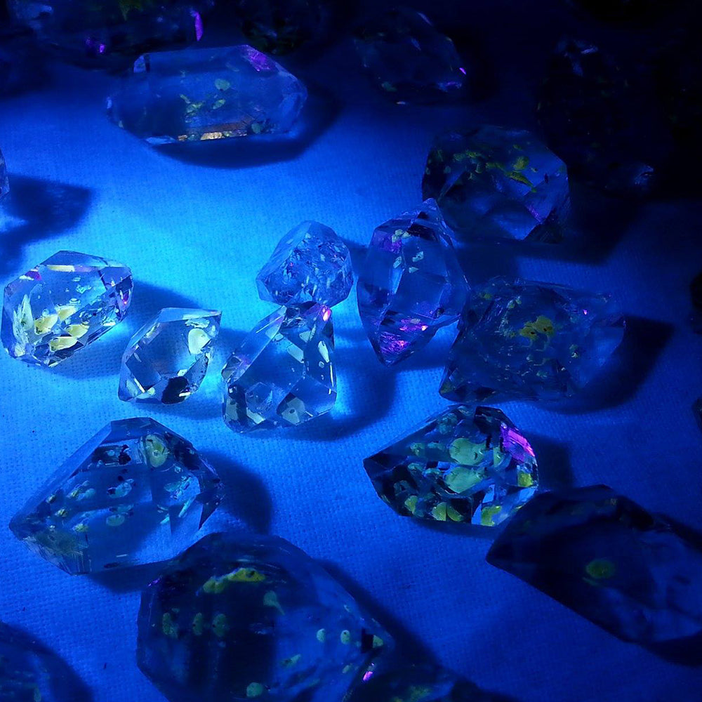 Herkimer Diamond Quartz Crystals Under UV Light