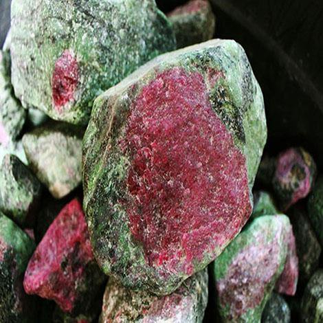 natural rough ruby on zoisite 