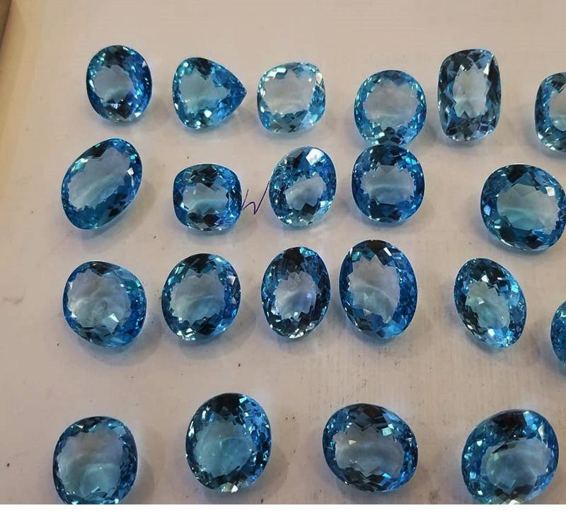 Natural blue topaz gemstones