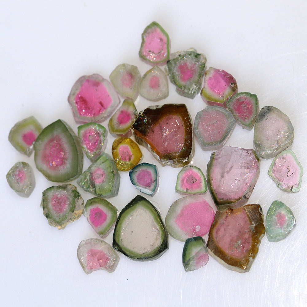 Pink Green Water Melon Tourmaline Slices for Sale
